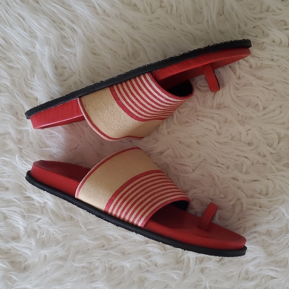 P025  Free People Saylor Footbed Sandal Slip-on Red Multi-Color Size 40 - Picture 8 of 12